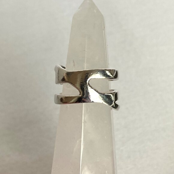 Sterling Silver 925 Asymmetric Criss Cross Lines Saturn Band Ring Sz 7 - Picture 10 of 16